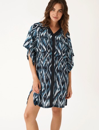 CAFTAN PROMISE GEOMETRICO AZUL